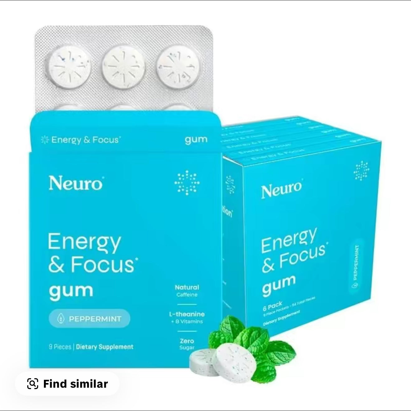 Neuro Energy Caffeine Gum/Mints for Energy & Focus
- Sugar-Free with L theanine, Caffeine, Vitamin B12 & Vitamin B6 - Peppermint Flavor
