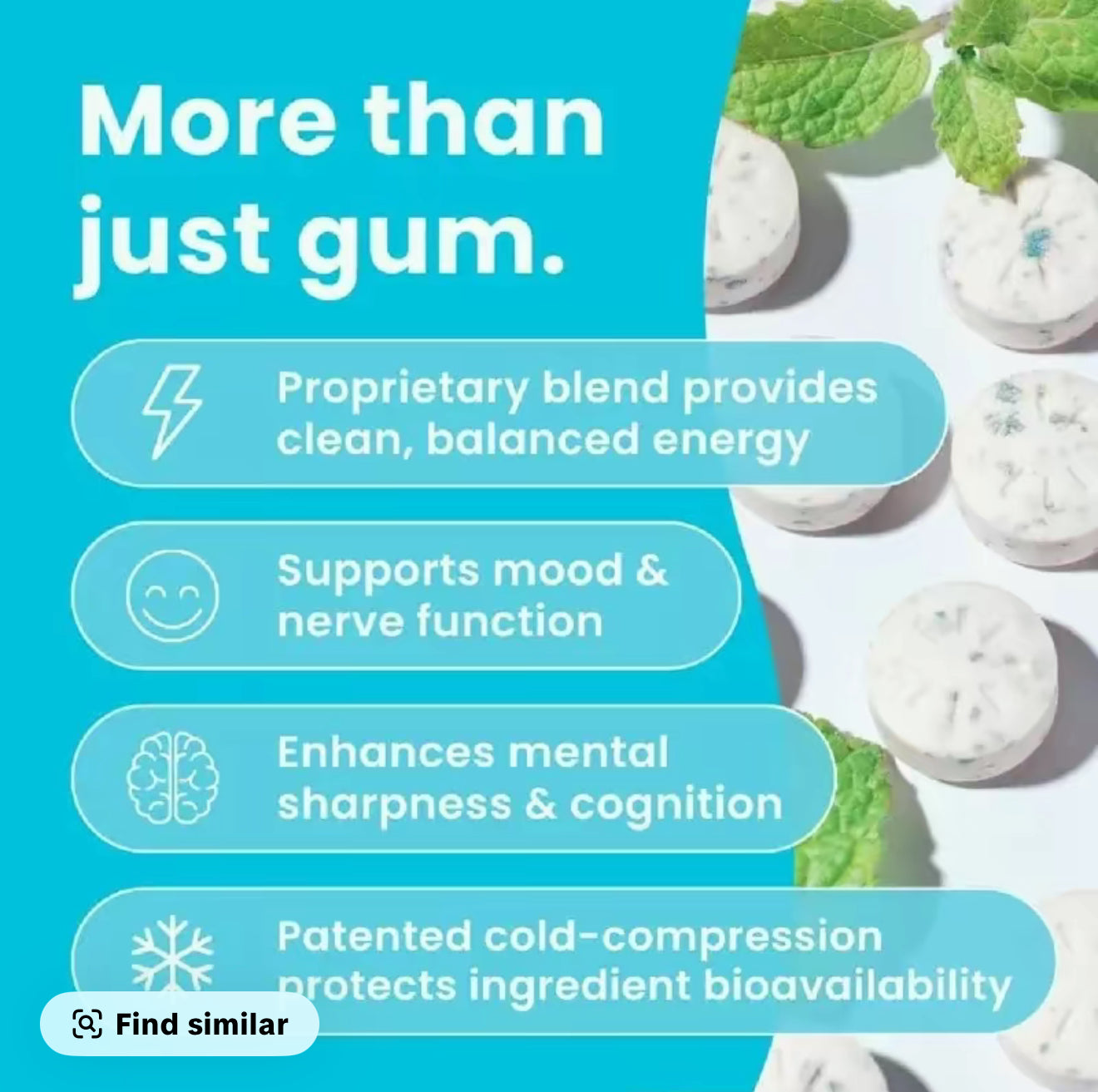 Neuro Energy Caffeine Gum/Mints for Energy & Focus
- Sugar-Free with L theanine, Caffeine, Vitamin B12 & Vitamin B6 - Peppermint Flavor